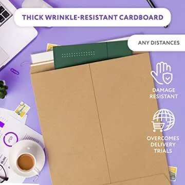 APQ Natural Rigid Mailers 12.75 x 15 Inches. Pack of 10 Photo Mailer Envelopes. Flat Cardboard Mailers with Self-Seal Closure. Sturdy Cardboard Photo Envelope. Recyclable Hard Shipping Envelopes Rigid