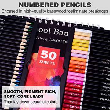 COOL BANK 72 Colored Pencils Set with Drawing Pad, Soft Artist Quality Lead for Sketching, Shading and Coloring