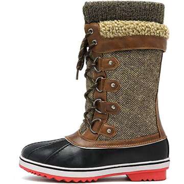 DREAM PAIRS Women's Mid-Calf Waterproof Winter Snow Boots MONTE_02,Size 7,Brown,MONTE_02