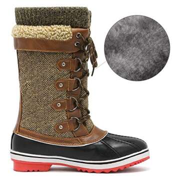 DREAM PAIRS Women's Mid-Calf Waterproof Winter Snow Boots MONTE_02,Size 7,Brown,MONTE_02