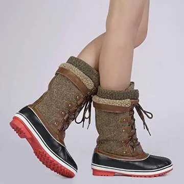 DREAM PAIRS Women's Mid-Calf Waterproof Winter Snow Boots MONTE_02,Size 7,Brown,MONTE_02