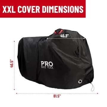 PRO BIKE TOOL Waterproof Bike Cover - Outdoor Bicycle Storage Fits up to Bikes - Heavy Duty Ripstop Material with UV Protection for Yard, Garden, or Car Racks - Durable Black Design - 81.5x46.5-Inch