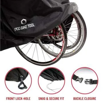 PRO BIKE TOOL Waterproof Bike Cover - Outdoor Bicycle Storage Fits up to Bikes - Heavy Duty Ripstop Material with UV Protection for Yard, Garden, or Car Racks - Durable Black Design - 81.5x46.5-Inch