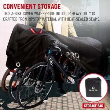 PRO BIKE TOOL Waterproof Bike Cover - Outdoor Bicycle Storage Fits up to Bikes - Heavy Duty Ripstop Material with UV Protection for Yard, Garden, or Car Racks - Durable Black Design - 81.5x46.5-Inch