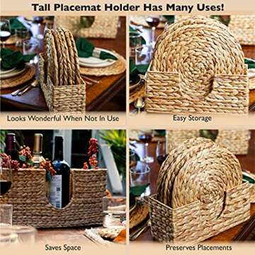 Wovanna Woven Placemats for Dining Table - Set of 6 Adorable Thick Rustic Round Kitchen Placemats wi...