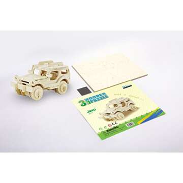 Hands Craft 3D Wooden SUV Puzzle Kit - Fun STEM Toy for All Ages