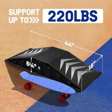 Yes4All Single-Piece Skateboard Ramp, Bike Ramp, Skate Ramp - Durable & Designed for Beginners, Capa...
