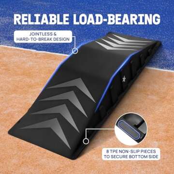 Yes4All Single-Piece Skateboard Ramp, Bike Ramp, Skate Ramp - Durable & Designed for Beginners, Capacity 220Lbs - 44" Length