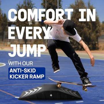 Yes4All Single-Piece Skateboard Ramp, Bike Ramp, Skate Ramp - Durable & Designed for Beginners, Capacity 220Lbs - 44" Length