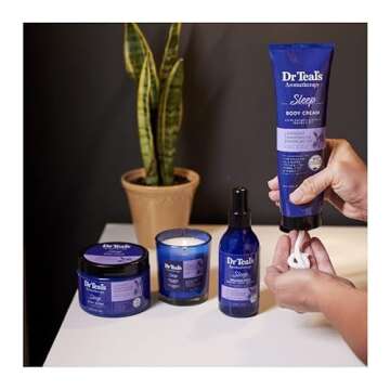Dr Teal's Aromatherapy Set - Body Cream (8oz) and Spray (6oz) Bundle - Choose from Energy, Sleep, or Stress Relief (Sleep - Lavender, Chamomile, and Sandalwood)