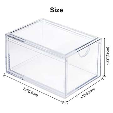 Boxalls 2 Pack Acrylic Stackable Storage Drawers Makeup Organizer, 20% Thicker Clear Bathroom Organizers for Cosmetics, Skin Care, Hair Accessories, Beauty, Vanity, Countertop and Dresser