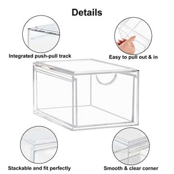 Boxalls 2 Pack Acrylic Stackable Storage Drawers Makeup Organizer, 20% Thicker Clear Bathroom Organizers for Cosmetics, Skin Care, Hair Accessories, Beauty, Vanity, Countertop and Dresser