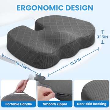 TushGuard Seat Cushion - Memory Foam Cushion for Office Chair, Car Seat, Airplane, Bleacher - Sciati...