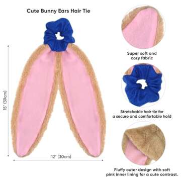Funcredible Brown Bunny Ears - Bunny Ears Headbands - Floppy Bunny Ears Scrunchie - Bunny Rabbit Cos...