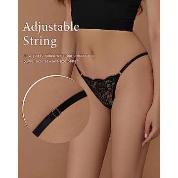 SHARICCA Lace G-String Thongs for Women Comfort Sexy Underwear Breathable T-back Thongs Panties Pack, 3P03,M