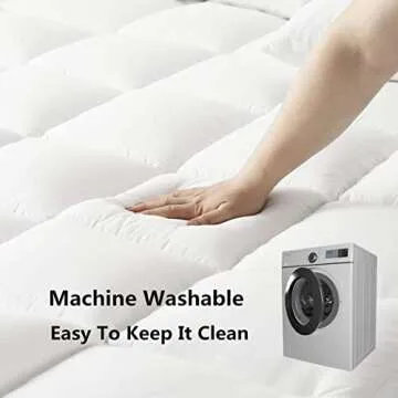 DROVAN Mattress Pad King Size - Extra Thick Mattress Cover - Pillow Top Deep Pocket with Breathable 7D Spiral Fiber Filling Cooling Mattress Topper