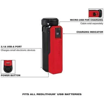 Batteries and Chargers, USB Charger and Battery for Milwaukee 48-59-2013 USB Charger and Portable Power Source Kit