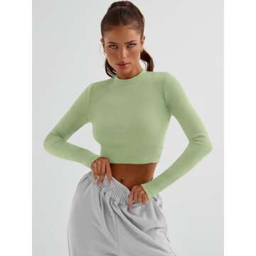 Trendy Queen Women's Long Sleeve Crop Top - Perfect Basics for Fall
