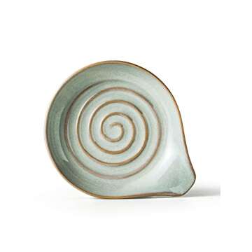 Cormomu Spoon Rest, Large Ceramic Spoon Holder for Stove Top, Heat-Resistant Cooking Spoon Rest for Kitchen Counter Decor, 5 Inches (Gray)