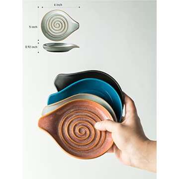 Cormomu Spoon Rest, Large Ceramic Spoon Holder for Stove Top, Heat-Resistant Cooking Spoon Rest for Kitchen Counter Decor, 5 Inches (Gray)