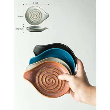 Cormomu Spoon Rest, Large Ceramic Spoon Holder for Stove Top, Heat-Resistant Cooking Spoon Rest for Kitchen Counter Decor, 5 Inches (Gray)