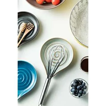 Cormomu Spoon Rest, Large Ceramic Spoon Holder for Stove Top, Heat-Resistant Cooking Spoon Rest for Kitchen Counter Decor, 5 Inches (Gray)