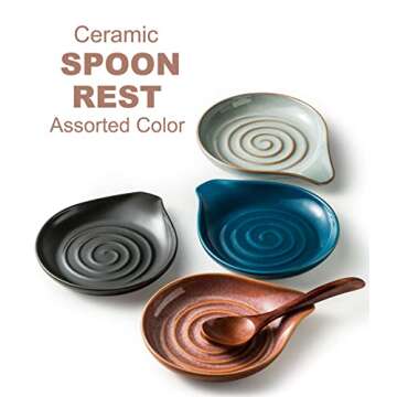 Cormomu Spoon Rest, Large Ceramic Spoon Holder for Stove Top, Heat-Resistant Cooking Spoon Rest for Kitchen Counter Decor, 5 Inches (Gray)