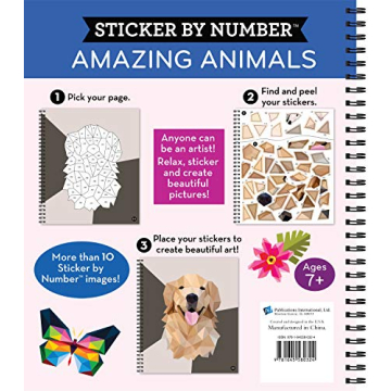 Brain Games Sticker by Number Amazing Animals 6-11 Yrs