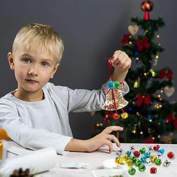 200PCS Jingle Bells,Small Bell Mini Bells Bulk with 25M Red Cords for Christmas, Party & Festival Decorations and Jewelry Making, 10 mm