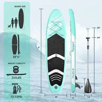 FBSPORT 11' Premium Stand Up Paddle Board, Yoga Board with Durable SUP Accessories & Carry Bag | Wid...