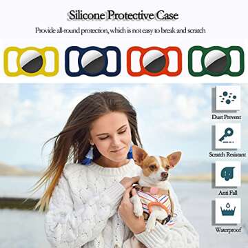 Protective Case Compatible for Airtag GPS Tracker, Fit for Dog Cat Collar Accessories Pet Loop Holder, Silicone Protective Case for air tag Lightweight Soft Anti Scratch Anti Lost(White 1Pack)