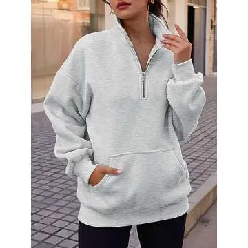 Trendy Queen Womens Zip Up Hoodies Oversized Sweatshirts Preppy Clothes Fall Teen Girls Outfits Fash...