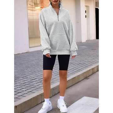 Trendy Queen Womens Zip Up Hoodies Oversized Sweatshirts Preppy Clothes Fall Teen Girls Outfits Fashion Crewneck Pullover Grey S