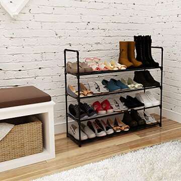Function Home 4 Tier Free Standing Shoe Rack, Space Saving Shoes Storage Stand, Shoe Organizer Shelf...