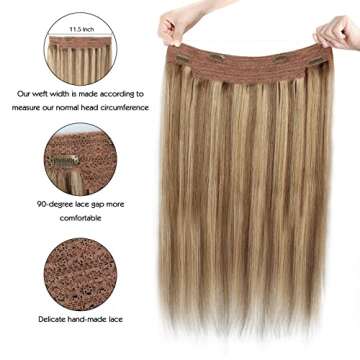 Sassina Invisible Wire Hair Extensions Real Human Hair with Transparent Wire Adjustable Size Secure ...