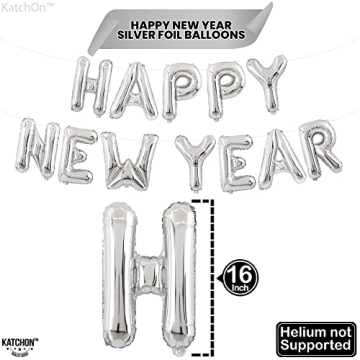 KatchOn, XtraLarge Silver 2025 Balloons, 40 Inch - Happy New Year Balloons Silver, 16 Inch | Happy New Years Decorations 2025 Silver Balloons | New Years Eve Party Supplies 2025 | NYE Decorations 2025