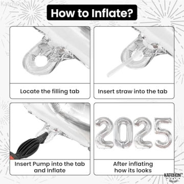 KatchOn, XtraLarge Silver 2025 Balloons, 40 Inch - Happy New Year Balloons Silver, 16 Inch | Happy New Years Decorations 2025 Silver Balloons | New Years Eve Party Supplies 2025 | NYE Decorations 2025