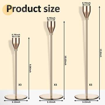 Set of 9 Candle Holders Candlestick Holder for Tapered Candles Decorative Candle Sticks Long Holder ...