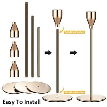 Set of 9 Candle Holders Candlestick Holder for Tapered Candles Decorative Candle Sticks Long Holder Table Centerpiece Candle Holders for Home Decor Wedding Dinning Party Anniversary Supplies (Gold)