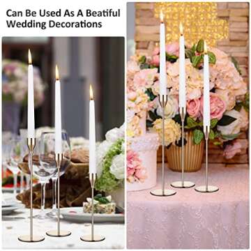 Set of 9 Candle Holders Candlestick Holder for Tapered Candles Decorative Candle Sticks Long Holder Table Centerpiece Candle Holders for Home Decor Wedding Dinning Party Anniversary Supplies (Gold)