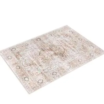 befbee 6x9 Area Rugs for Living Room - Stain Resistant Machine Washable Rugs for Bedroom,Non-Slip Backing Large Area Rug (Peach/Gold, 6'x9')