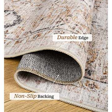 befbee 6x9 Area Rugs for Living Room - Stain Resistant Machine Washable Rugs for Bedroom,Non-Slip Backing Large Area Rug (Peach/Gold, 6'x9')