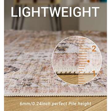 befbee 6x9 Area Rugs for Living Room - Stain Resistant Machine Washable Rugs for Bedroom,Non-Slip Backing Large Area Rug (Peach/Gold, 6'x9')