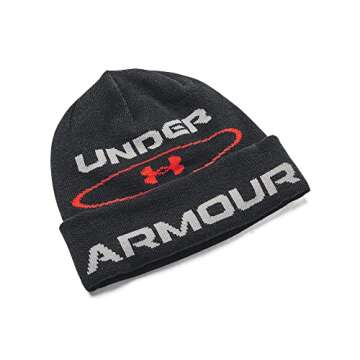 Under Armour boys Halftime Reversable Beanie , (001) Black / / Tin , One Size Fits All
