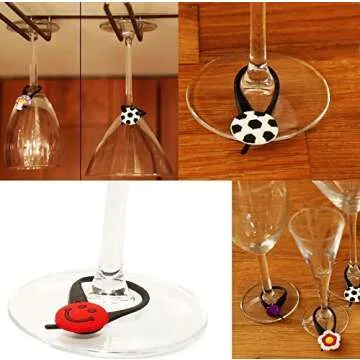 Avirgo Wine Glass Charms Markers Tags Identification Silicone Drink Markers for Cocktails Party Favors