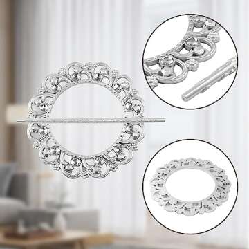 Mewutal 2 Pack Silver Curtain Tiebacks Round Curtain Holdbacks Plastic Curtain Clips Buckle Drapery Holdbacks Crystal Drapery Tiebacks for Home Window Decoration, with Fixing Rod (12 Crystals, Silver)