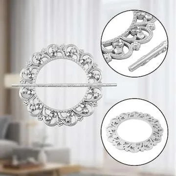 Mewutal 2 Pack Silver Curtain Tiebacks Round Curtain Holdbacks Plastic Curtain Clips Buckle Drapery Holdbacks Crystal Drapery Tiebacks for Home Window Decoration, with Fixing Rod (12 Crystals, Silver)