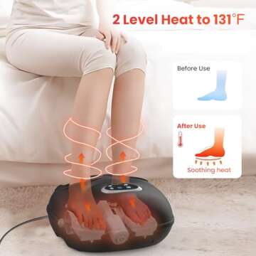 CuPiLo Foot Massager with Heat, FSA HSA Eligible Shiatsu Foot Massager for Plantar Fasciitis,Adjustable Vibration & Pressure for Neuropathy Pain, Gifts for Women Men Mom Her, Fits Up to 13"