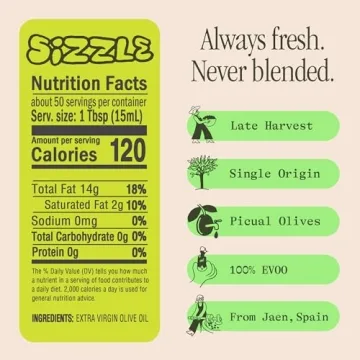 Graza Sizzle Extra Virgin Olive Oil, Cooking Oil - High Polyphenol Peak Harvest EVOO Cooking Oil in a Squeeze Bottle - Single Origin Olive Oils from Spain - 25.3 Fl Oz (750ml)