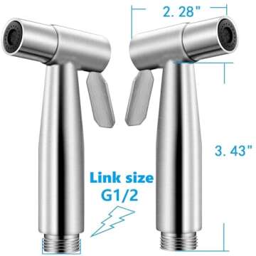 Handheld Bidet Sprayer for Toilet, Bidet Attachment,Bathroom Stainless Steel Spray,The Thread Interf...